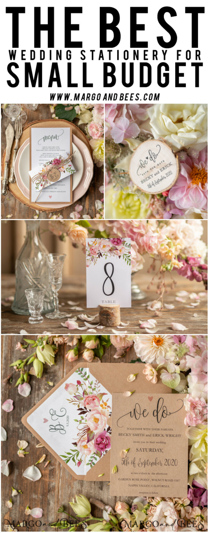 WEDDING INVITATIONS floral / boho / watercolor Wedding invitations suite romantic invites elegant