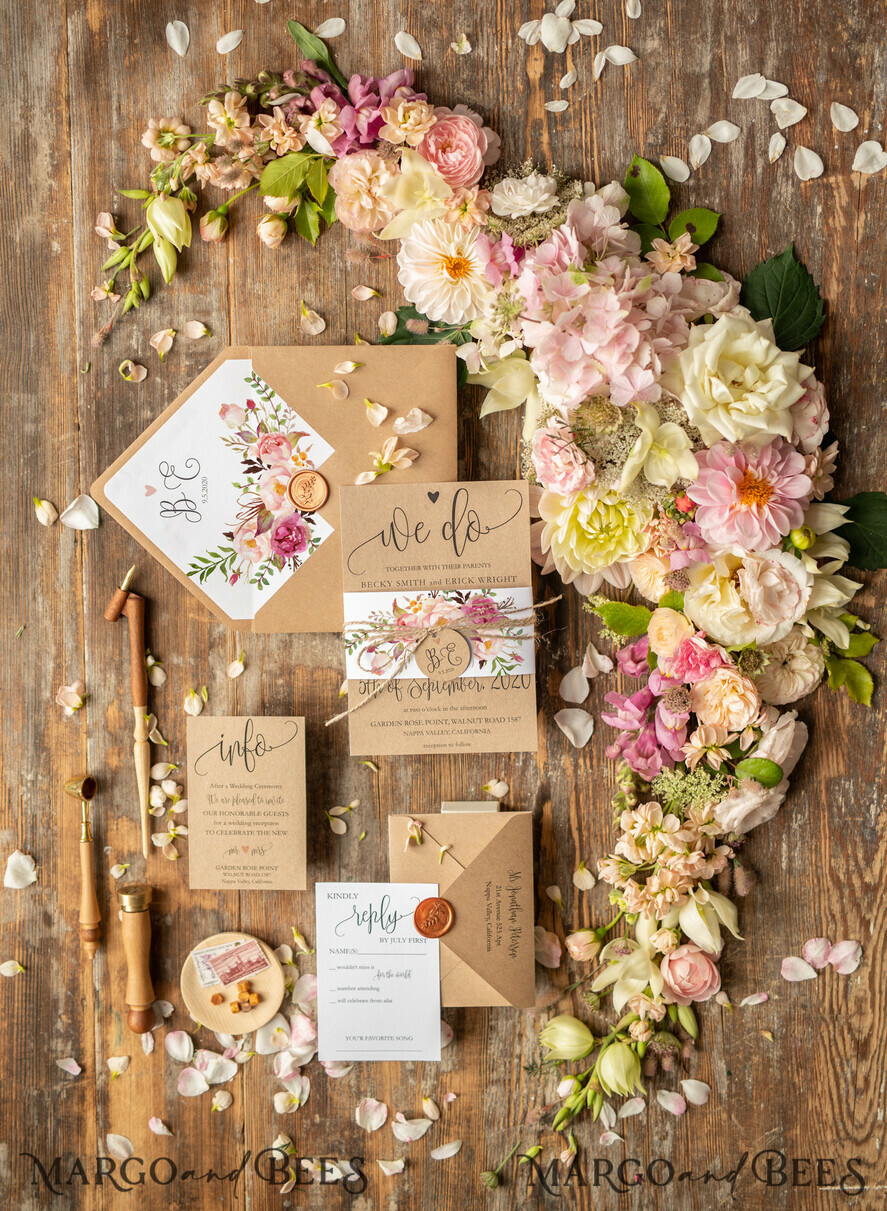 WEDDING INVITATIONS floral / boho / watercolor Wedding invitations suite romantic invites elegant