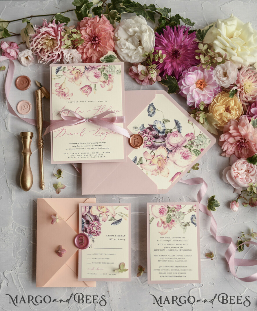 WEDDING INVITATIONS floral / boho / watercolor Romantic Wedding invitations colorful romantic stationery flowers