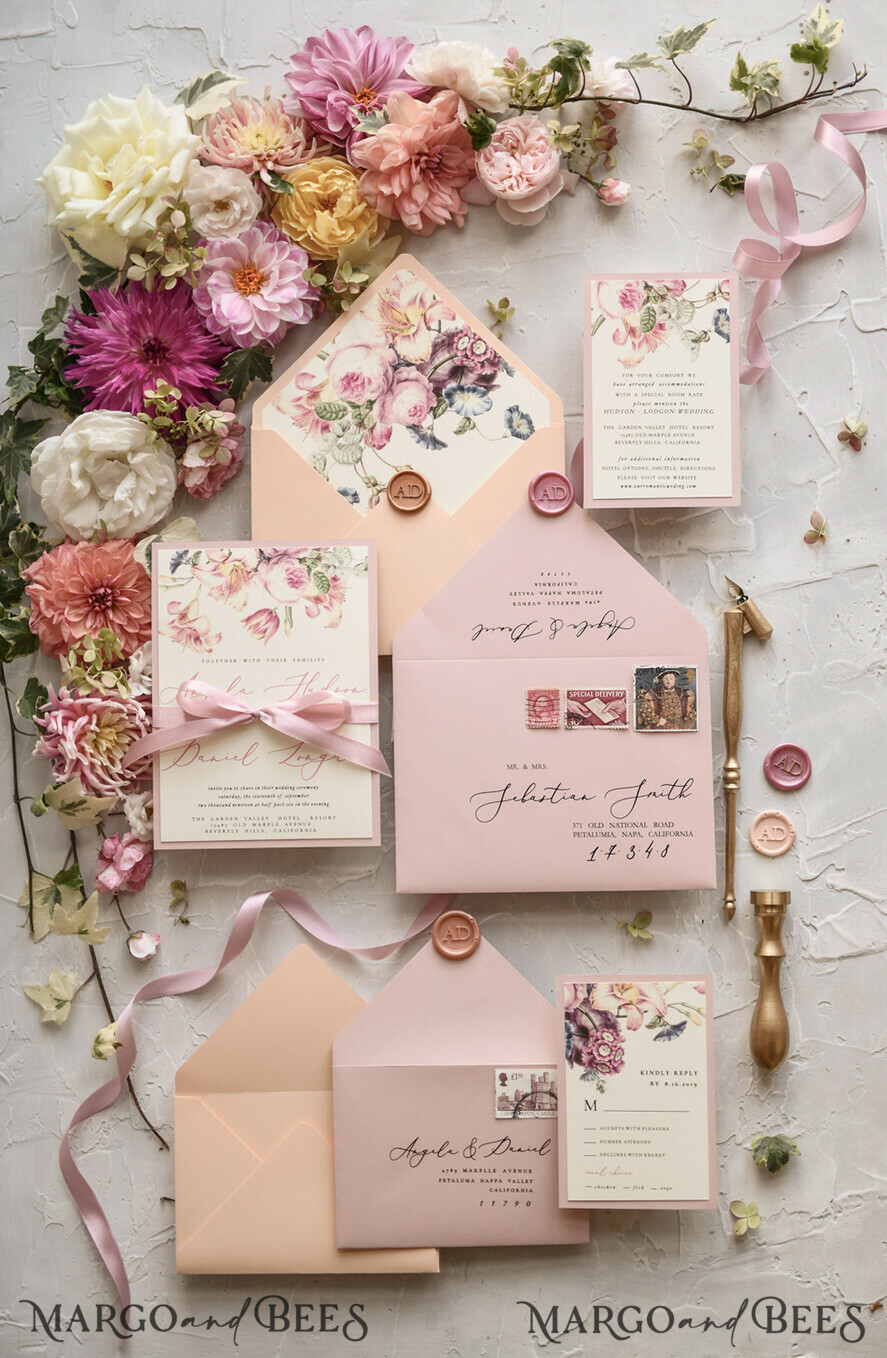 WEDDING INVITATIONS floral / boho / watercolor Romantic Wedding invitations colorful romantic stationery flowers