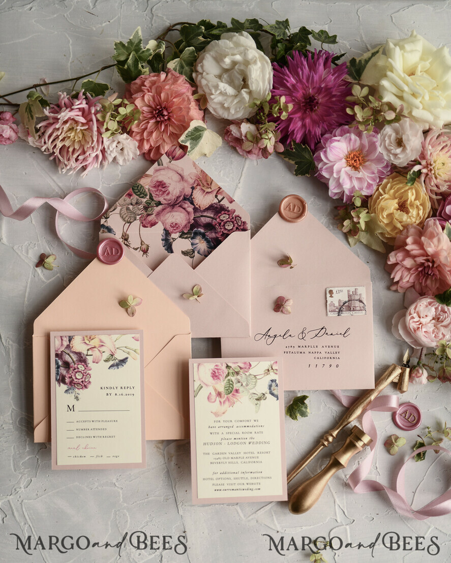 WEDDING INVITATIONS floral / boho / watercolor Romantic Wedding invitations colorful romantic stationery flowers