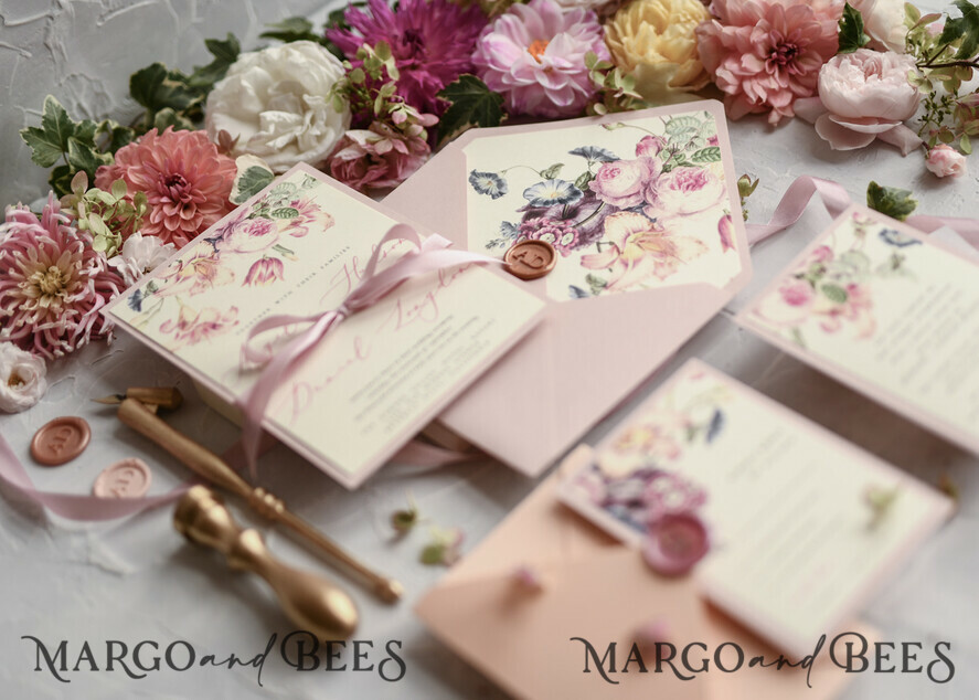 WEDDING INVITATIONS floral / boho / watercolor Romantic Wedding invitations colorful romantic stationery flowers