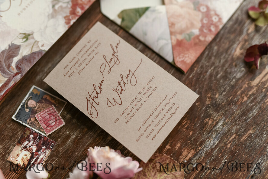 WEDDING INVITATIONS floral / boho / watercolor Wedding invitation suite elegant with calligraphy pritning floral pastel peach
