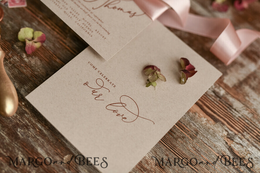 WEDDING INVITATIONS floral / boho / watercolor Wedding invitation suite elegant with calligraphy pritning floral pastel peach