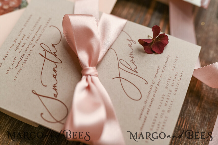 WEDDING INVITATIONS floral / boho / watercolor Wedding invitation suite elegant with calligraphy pritning floral pastel peach