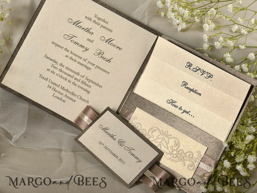 WEDDING INVITATIONS vintage lace/ rustic lace Romantic Wedding invitations elegant chic invites