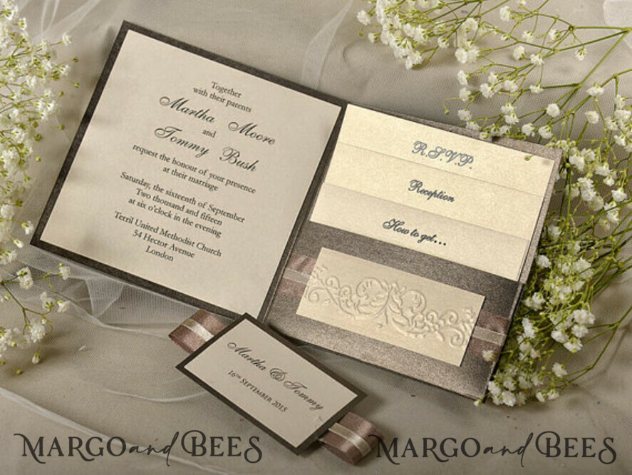 WEDDING INVITATIONS vintage lace/ rustic lace Romantic Wedding invitations elegant chic invites
