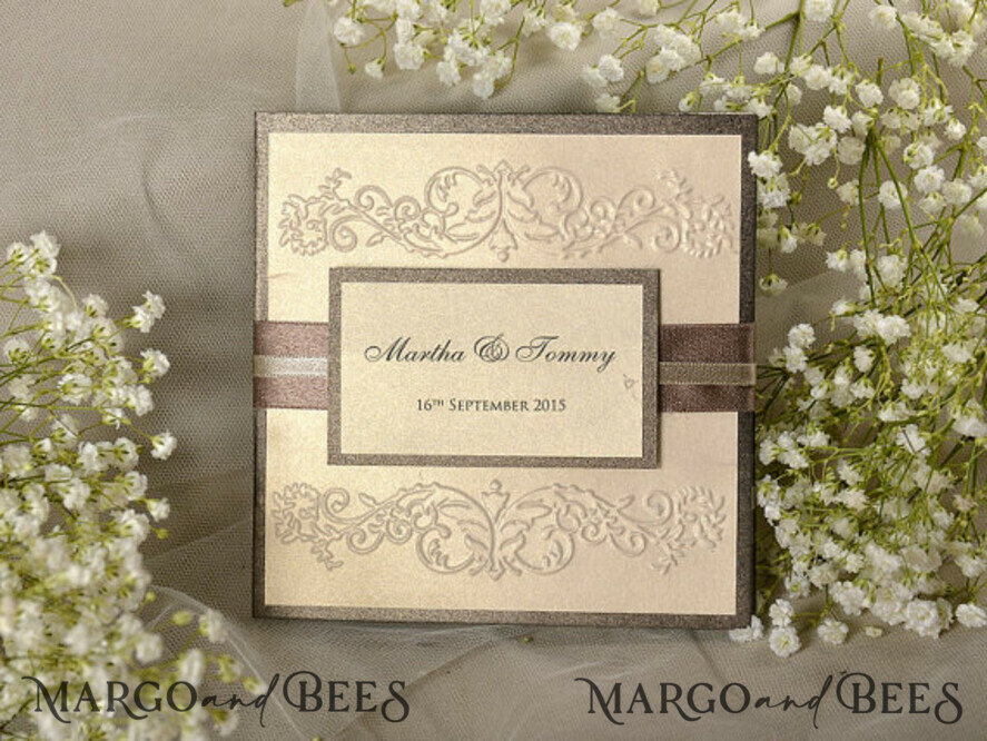 WEDDING INVITATIONS vintage lace/ rustic lace Romantic Wedding invitations elegant chic invites