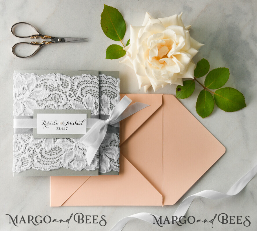 WEDDING INVITATIONS vintage lace/ rustic lace Wedding invitations designs lace glamour stationery gold