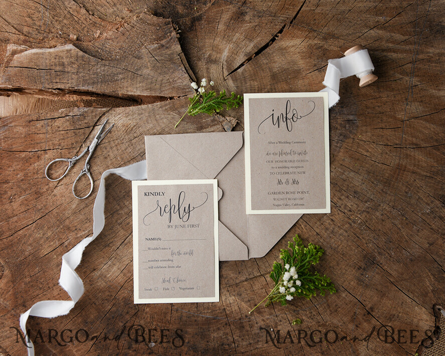 WEDDING INVITATIONS vintage lace/ rustic lace Wedding invitations custom colors elegant chic invites