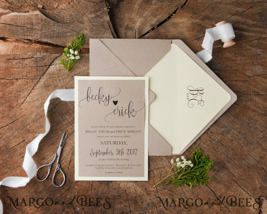 WEDDING INVITATIONS vintage lace/ rustic lace Wedding invitations custom colors elegant chic invites
