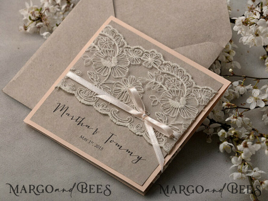WEDDING INVITATIONS vintage lace/ rustic lace Exceptional wedding invitations, vintage lace invites