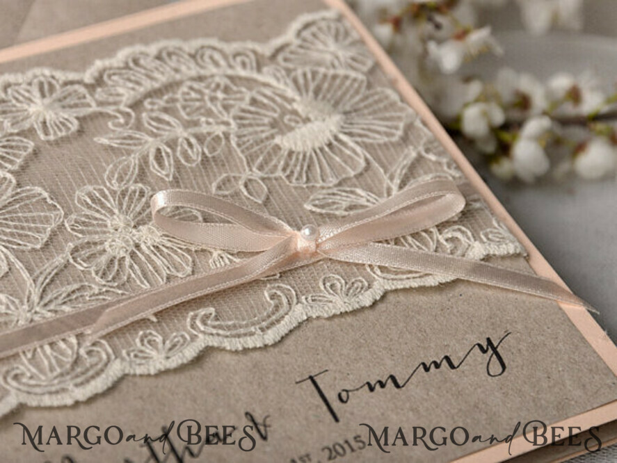 WEDDING INVITATIONS vintage lace/ rustic lace Exceptional wedding invitations, vintage lace invites