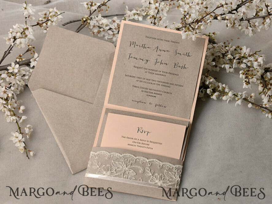 WEDDING INVITATIONS vintage lace/ rustic lace Exceptional wedding invitations, vintage lace invites