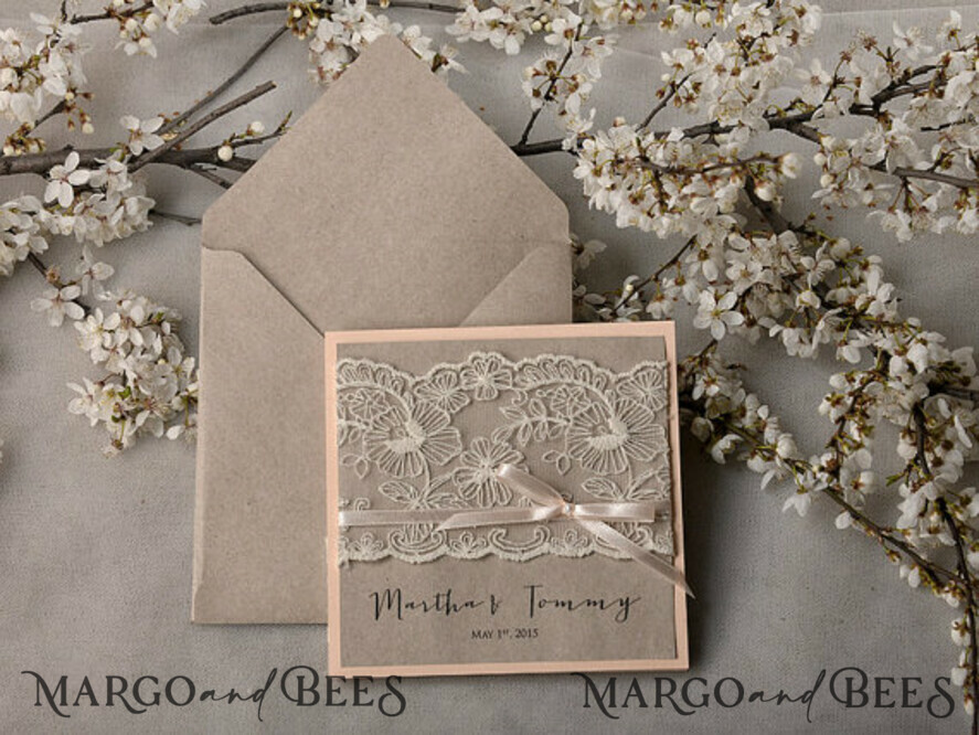 WEDDING INVITATIONS vintage lace/ rustic lace Exceptional wedding invitations, vintage lace invites