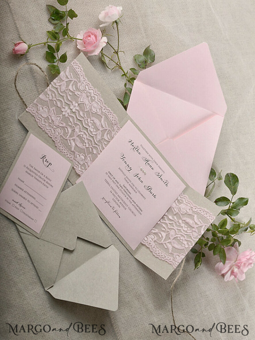 WEDDING INVITATIONS vintage lace/ rustic lace Stylish wedding invitation vintage invites