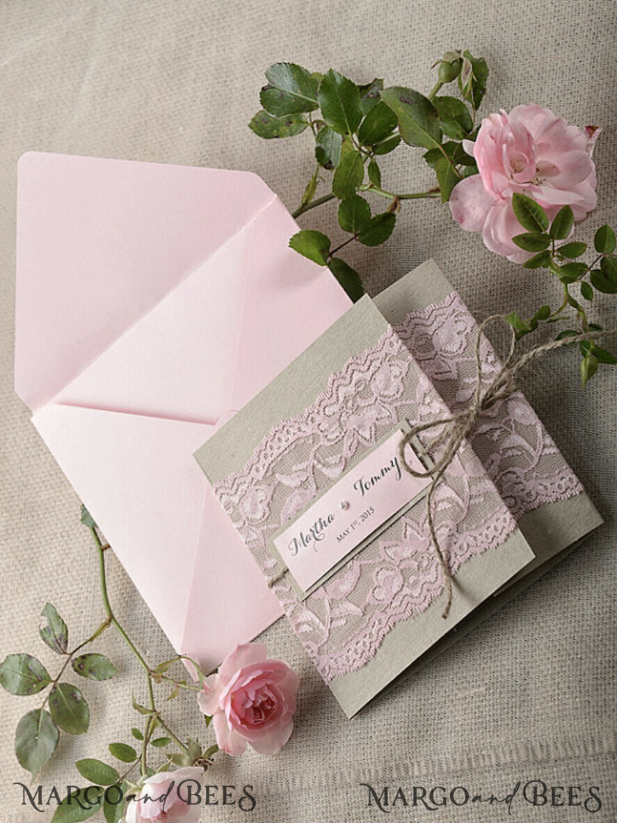 WEDDING INVITATIONS vintage lace/ rustic lace Stylish wedding invitation vintage invites