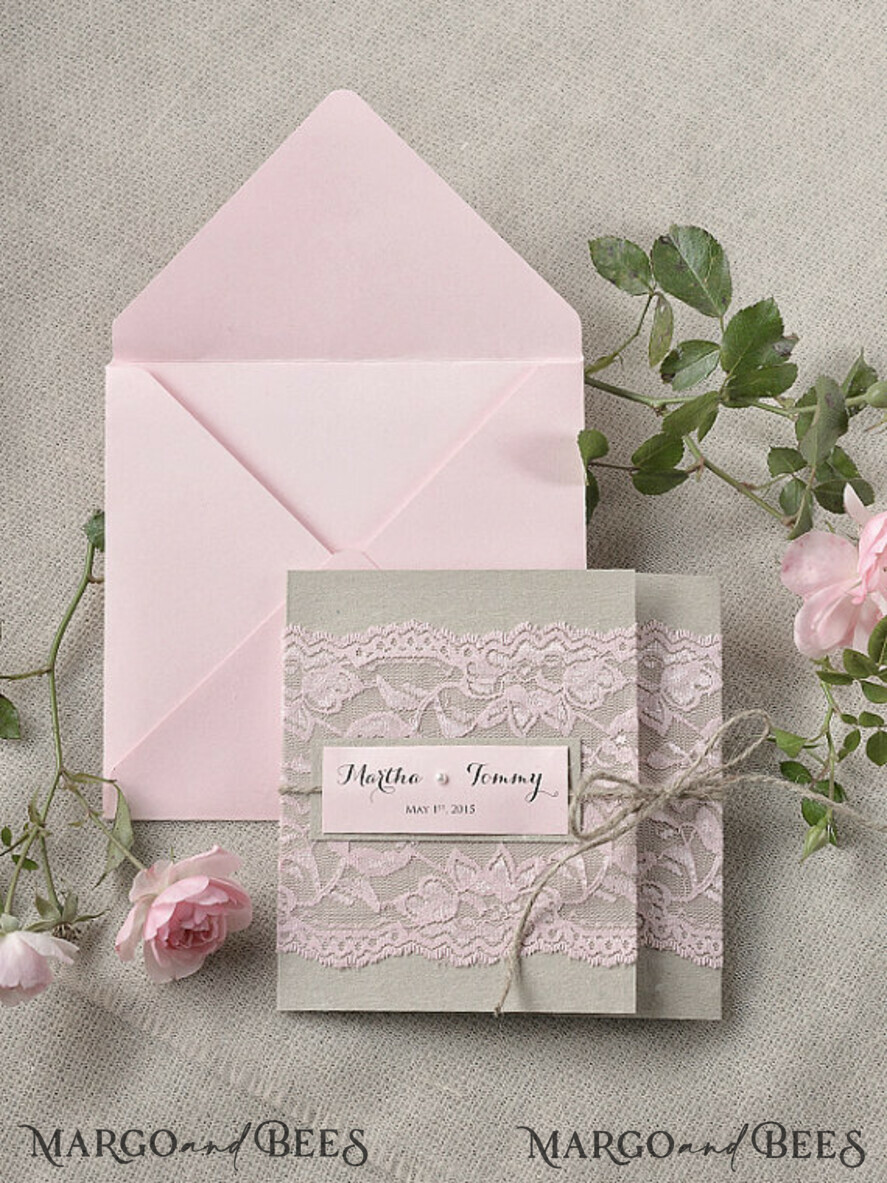 WEDDING INVITATIONS vintage lace/ rustic lace Stylish wedding invitation vintage invites