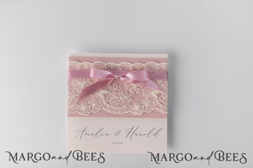 WEDDING INVITATIONS vintage lace/ rustic lace Bespoke wedding invitation elegant chic invites