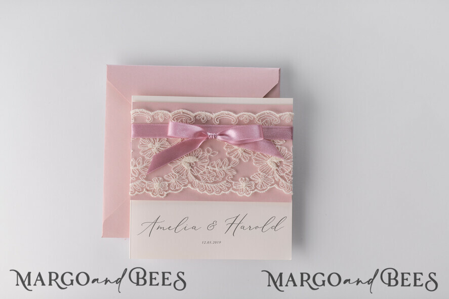 WEDDING INVITATIONS vintage lace/ rustic lace Bespoke wedding invitation elegant chic invites