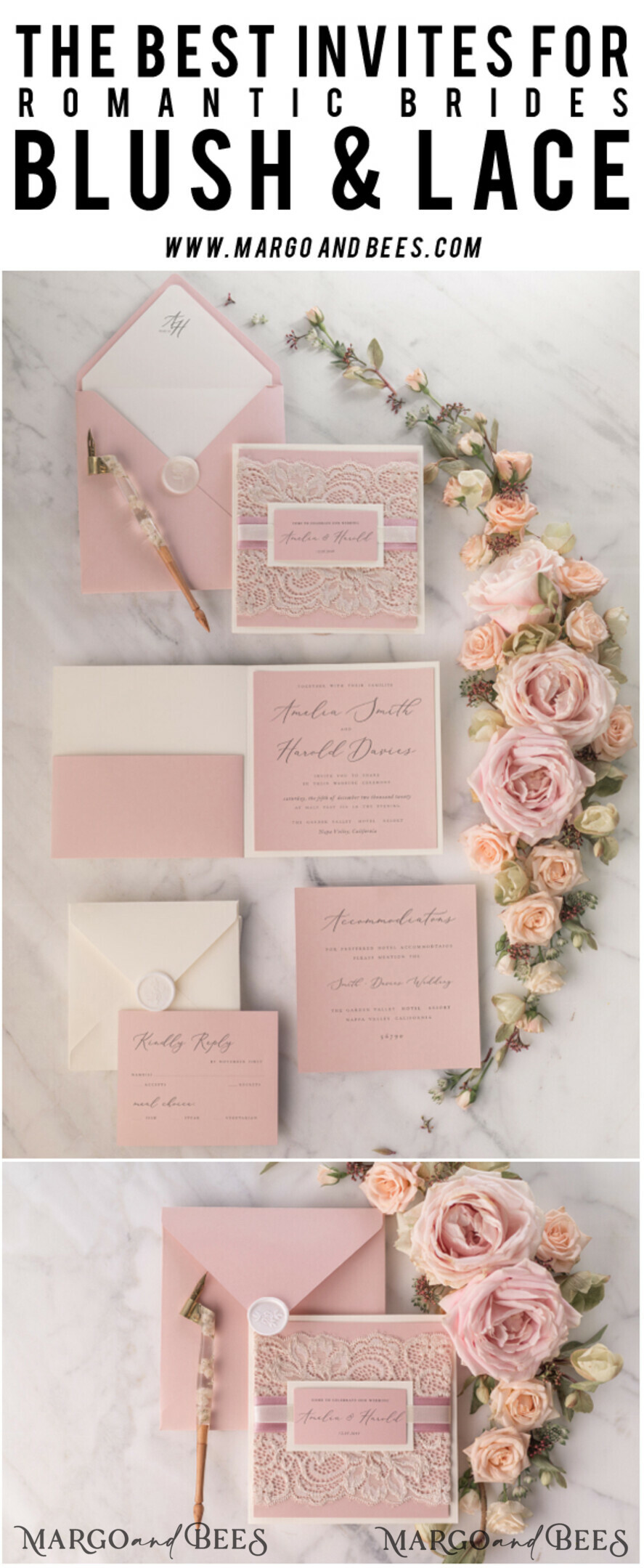 WEDDING INVITATIONS vintage lace/ rustic lace Modern Wedding invitations, elegant lace stationery