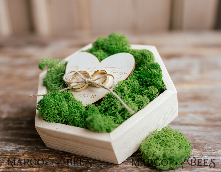 RING BEARER BOXES & PILLOWS Rustic Wedding Moss Bearer rustic wedding ring box • handmade ring bearer box • wood ring box