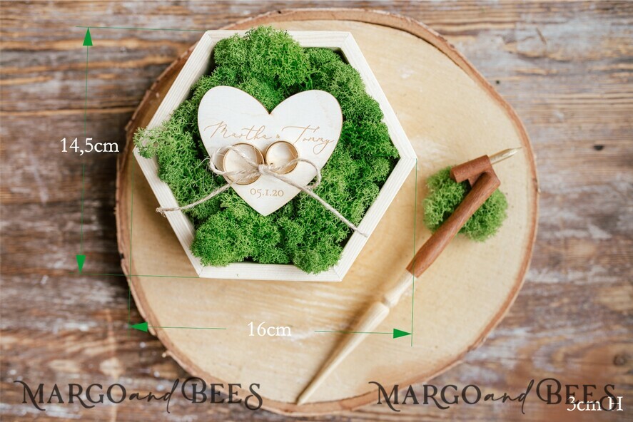 RING BEARER BOXES & PILLOWS Rustic Wedding Moss Bearer rustic wedding ring box • handmade ring bearer box • wood ring box