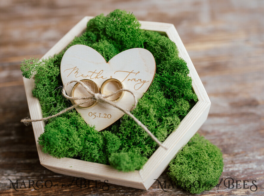 RING BEARER BOXES & PILLOWS Rustic Wedding Moss Bearer rustic wedding ring box • handmade ring bearer box • wood ring box