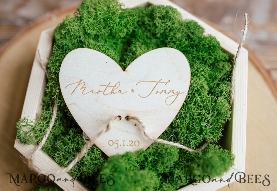 RING BEARER BOXES & PILLOWS Rustic Wedding Moss Bearer rustic wedding ring box • handmade ring bearer box • wood ring box