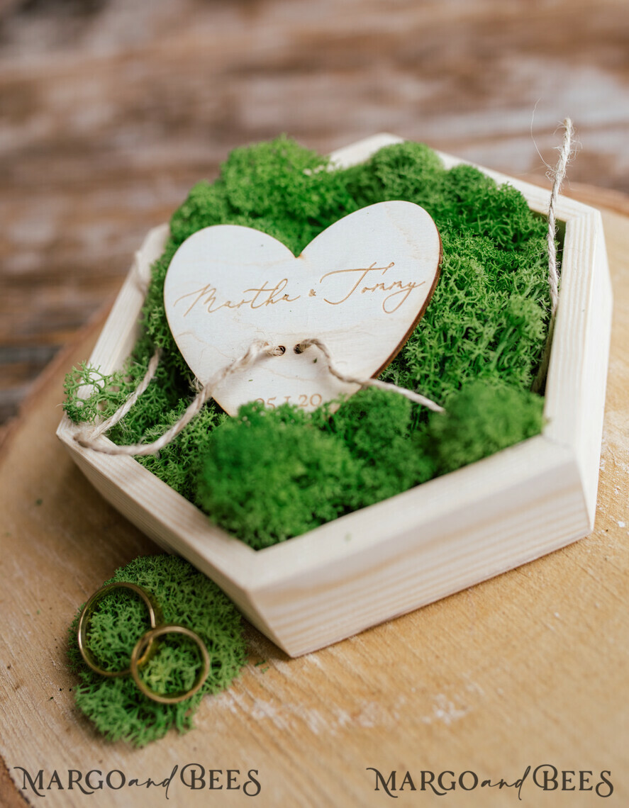 RING BEARER BOXES & PILLOWS Rustic Wedding Moss Bearer rustic wedding ring box • handmade ring bearer box • wood ring box