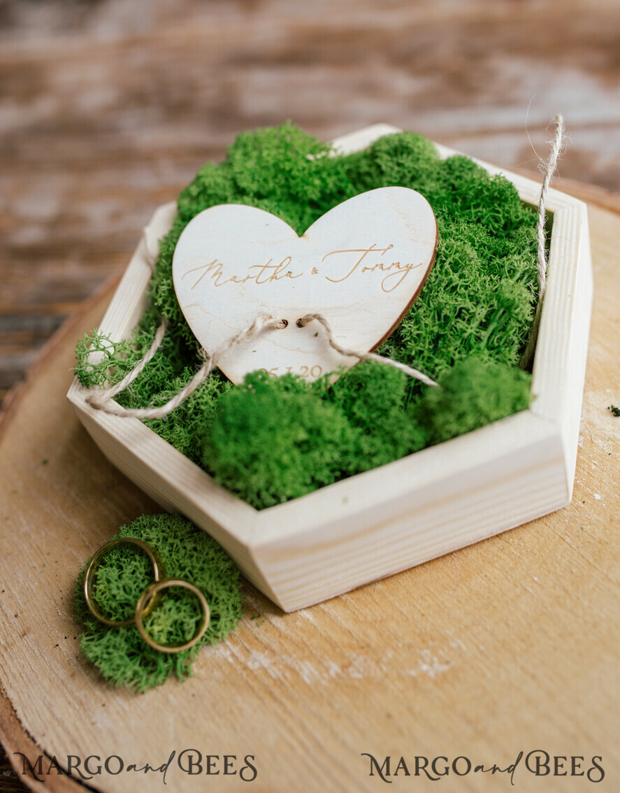 RING BEARER BOXES & PILLOWS Rustic Wedding Moss Bearer rustic wedding ring box • handmade ring bearer box • wood ring box