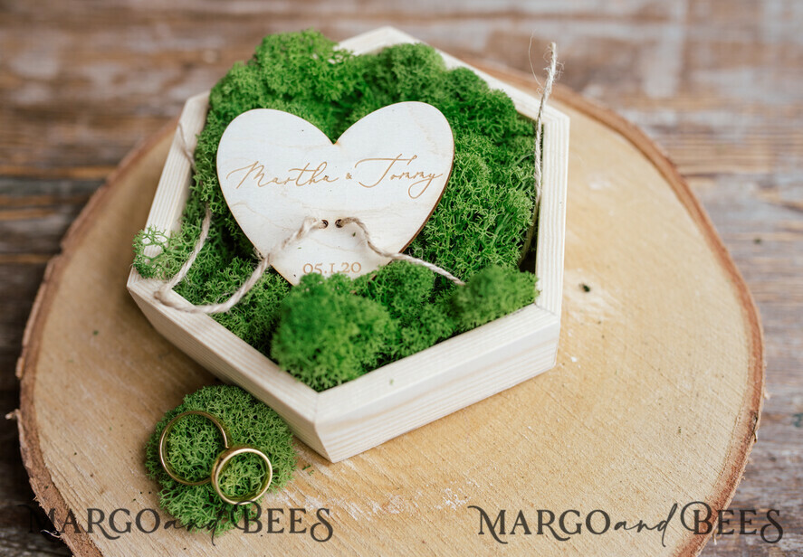 RING BEARER BOXES & PILLOWS Rustic Wedding Moss Bearer rustic wedding ring box • handmade ring bearer box • wood ring box