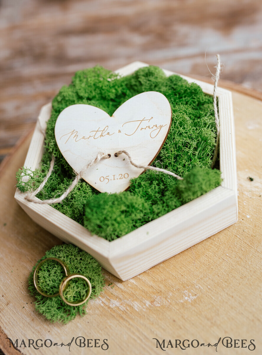 RING BEARER BOXES & PILLOWS Rustic Wedding Moss Bearer rustic wedding ring box • handmade ring bearer box • wood ring box