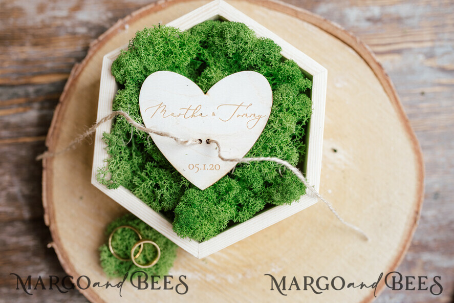RING BEARER BOXES & PILLOWS Rustic Wedding Moss Bearer rustic wedding ring box • handmade ring bearer box • wood ring box