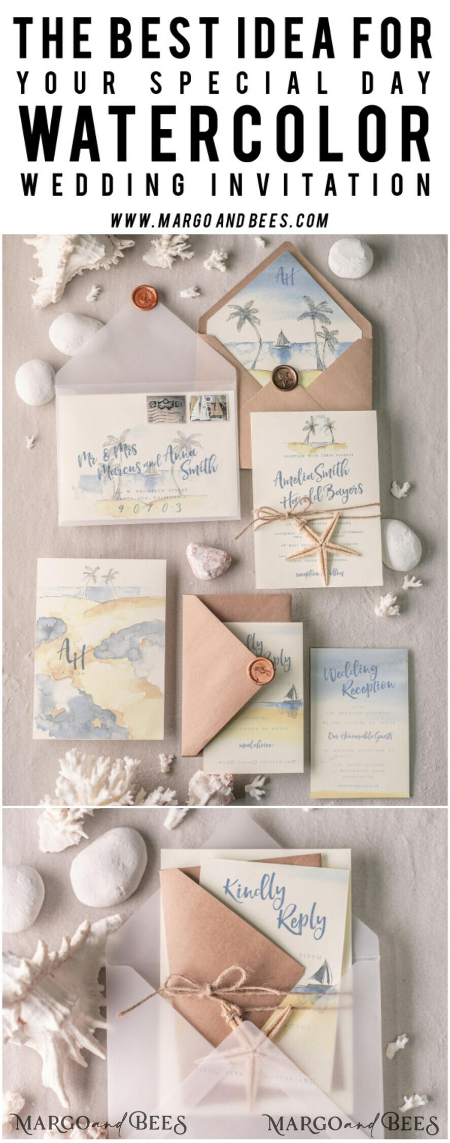WEDDING INVITATIONS passport to love/ beach wedding invites Beach Wedding invitations Starfish Wedding Invites Tropical wedding Cards with twine Vellum envelope