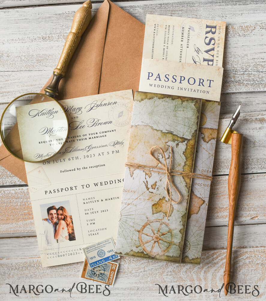 WEDDING INVITATIONS passport to love/ beach wedding invites Rustic Passport Wedding Invitation , Travel Boarding Pass, Passport Wedding Invitations Abroad, Destination Wedding Invites, Travel Map Wedding Stationary