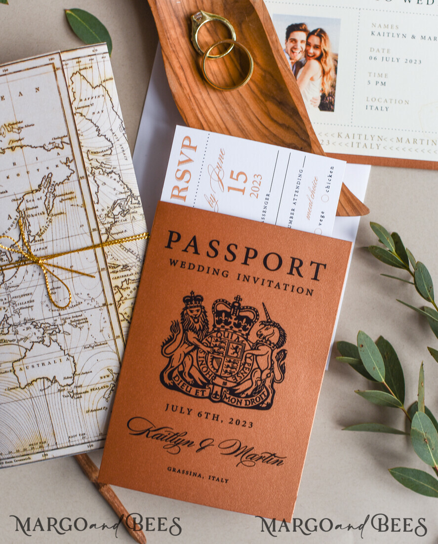 WEDDING INVITATIONS passport to love/ beach wedding invites Terracotta Passport Wedding Invitation , Wedding Cards Boarding Pass, Passport Wedding Invitations Abroad, Destination Wedding Invites, Travel Map Wedding Stationary