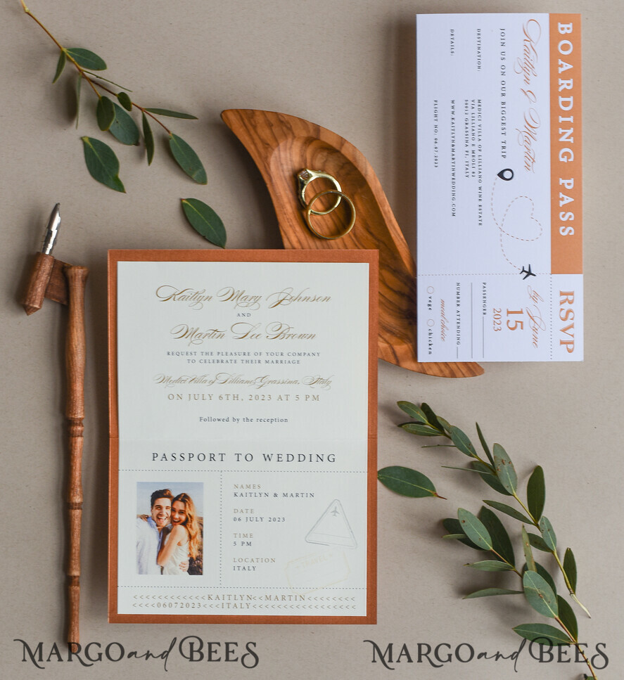 WEDDING INVITATIONS passport to love/ beach wedding invites Terracotta Passport Wedding Invitation , Wedding Cards Boarding Pass, Passport Wedding Invitations Abroad, Destination Wedding Invites, Travel Map Wedding Stationary