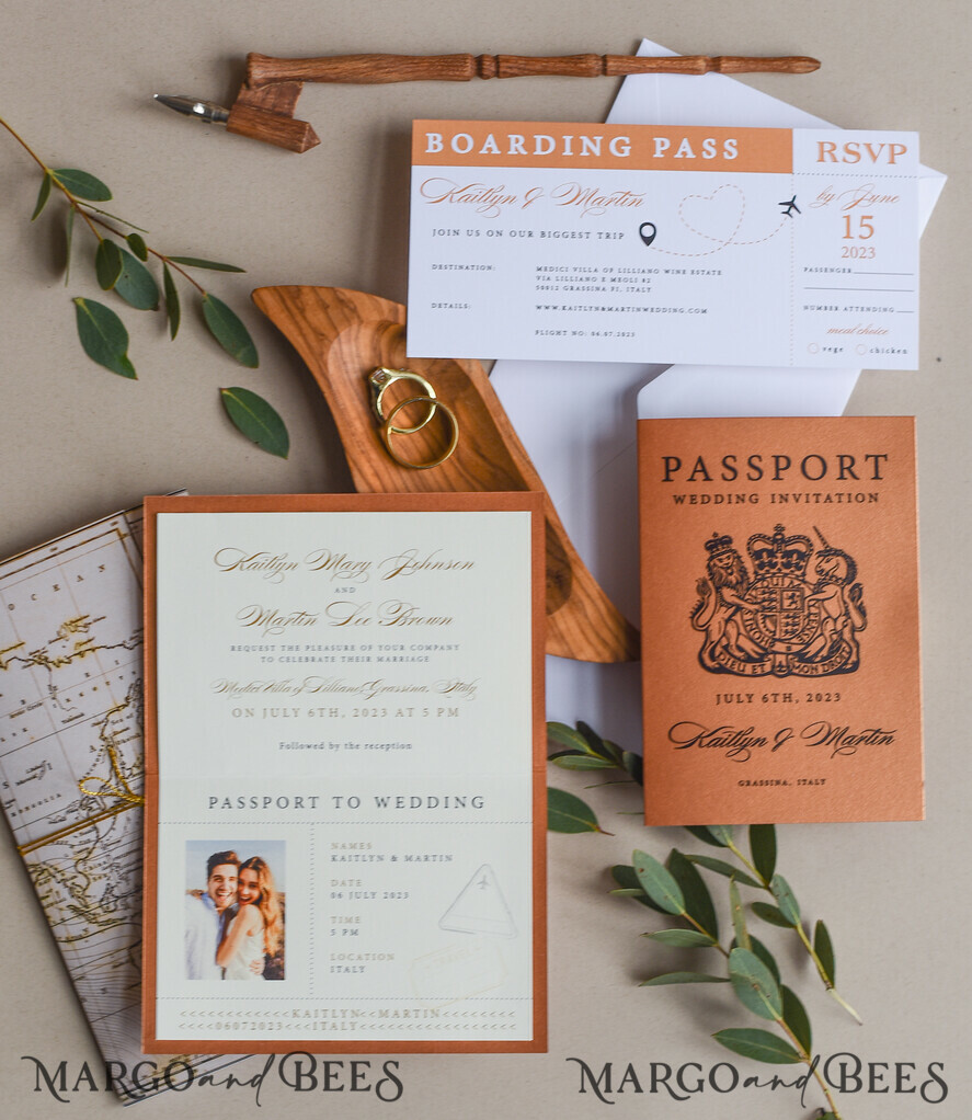 WEDDING INVITATIONS passport to love/ beach wedding invites Terracotta Passport Wedding Invitation , Wedding Cards Boarding Pass, Passport Wedding Invitations Abroad, Destination Wedding Invites, Travel Map Wedding Stationary