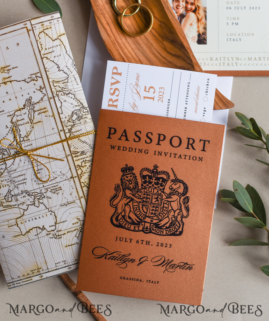 WEDDING INVITATIONS passport to love/ beach wedding invites Terracotta Passport Wedding Invitation , Wedding Cards Boarding Pass, Passport Wedding Invitations Abroad, Destination Wedding Invites, Travel Map Wedding Stationary