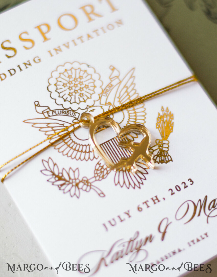 WEDDING INVITATIONS passport to love/ beach wedding invites White Gold Passport Wedding Invitation, Golden Plane Wedding Cards Boarding Pass, Olive green Travel Passport Wedding Invitations Abroad, Destination Wedding Invites
