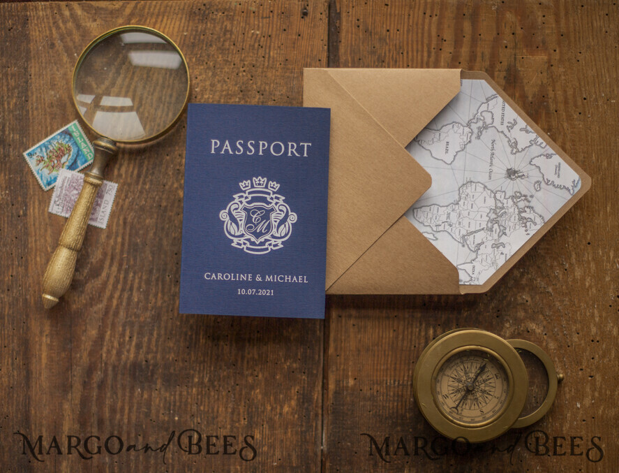 WEDDING INVITATIONS beach / destination / seashells Passport Wedding invitations suite travel Wedding Invites air ticket wedding Cards