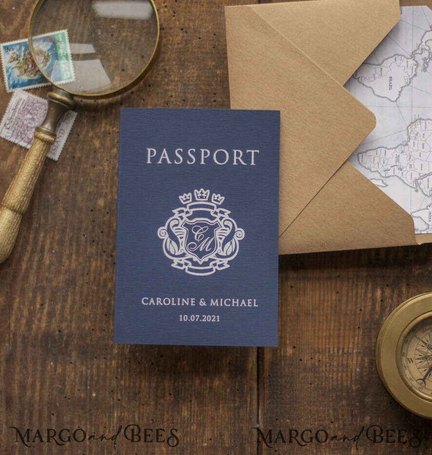 WEDDING INVITATIONS beach / destination / seashells Passport Wedding invitations suite travel Wedding Invites air ticket wedding Cards