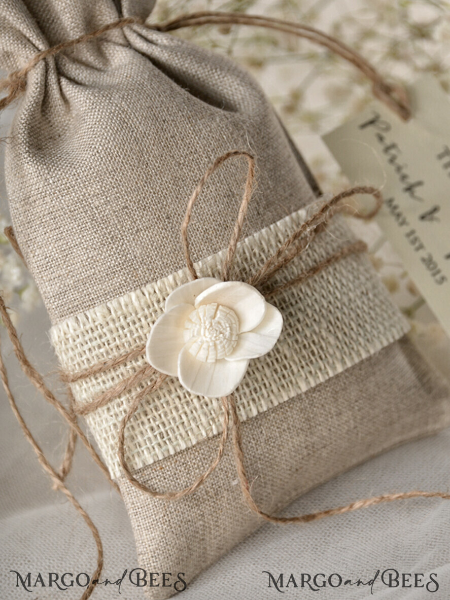 wedding favor ideas, Rustic Linen bags