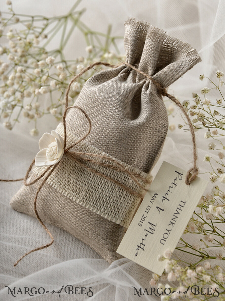 wedding favor ideas, Rustic Linen bags