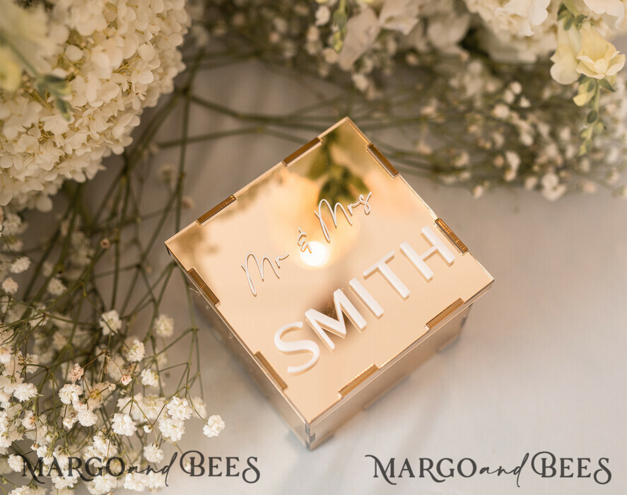 RING BEARER BOXES & PILLOWS Clear Gold Acrylic Ring Box Ring Box for Wedding Ceremony 3 rings, mirror Acrylic Golden Wedding Ring Box for ceremony, Boho Glam Wedding Ring Boxes, Luxury Acrylic Gold Ring box double Custom Colors