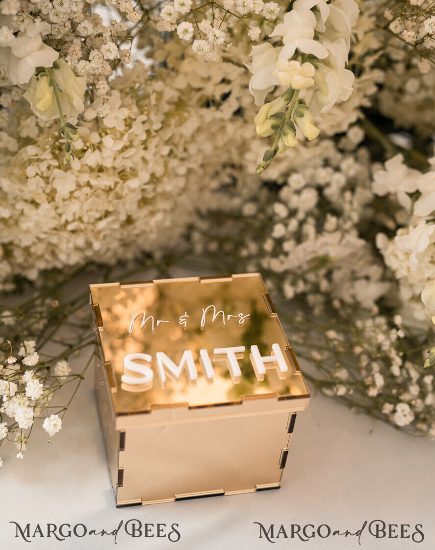 RING BEARER BOXES & PILLOWS Clear Gold Acrylic Ring Box Ring Box for Wedding Ceremony 3 rings, mirror Acrylic Golden Wedding Ring Box for ceremony, Boho Glam Wedding Ring Boxes, Luxury Acrylic Gold Ring box double Custom Colors