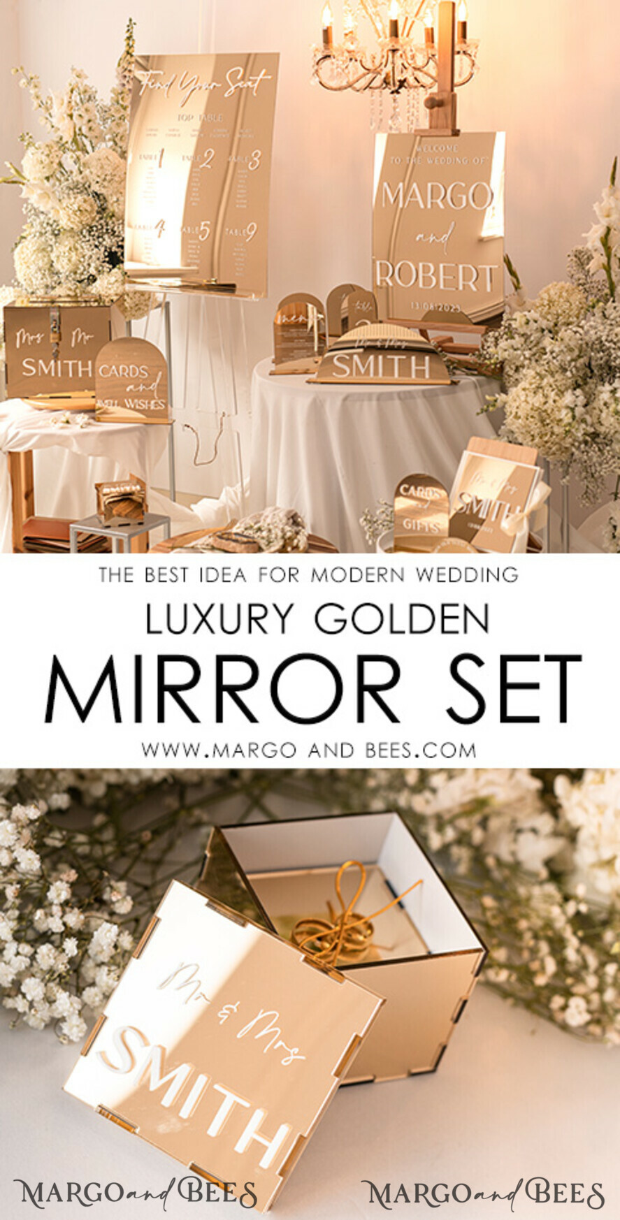 RING BEARER BOXES & PILLOWS Clear Gold Acrylic Ring Box Ring Box for Wedding Ceremony 3 rings, mirror Acrylic Golden Wedding Ring Box for ceremony, Boho Glam Wedding Ring Boxes, Luxury Acrylic Gold Ring box double Custom Colors