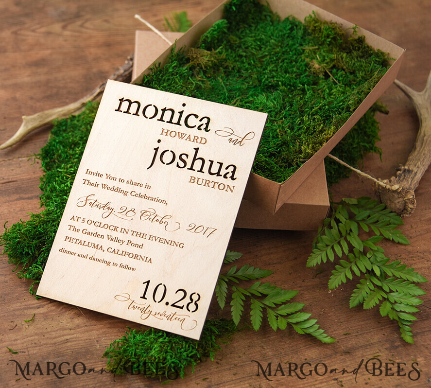 WEDDING INVITATIONS forest / Mountains / woodland theme Wedding invitations custom, forest wooden stationery