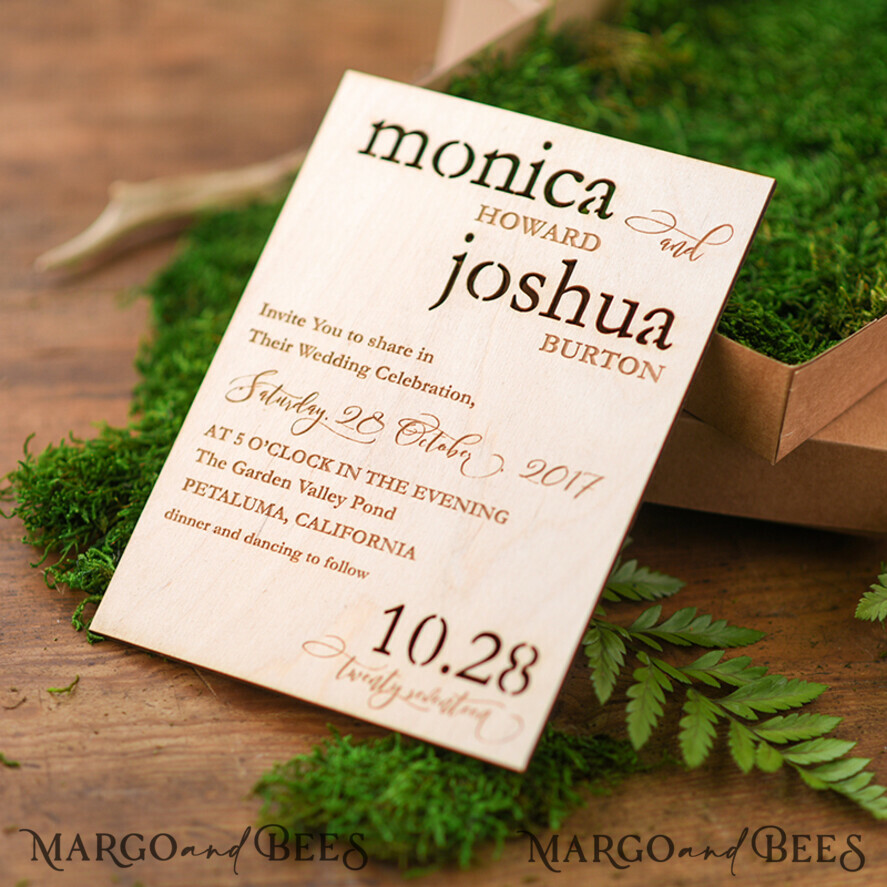 WEDDING INVITATIONS forest / Mountains / woodland theme Wedding invitations custom, forest wooden stationery